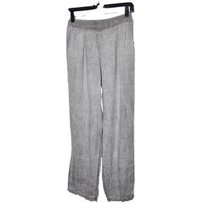 Tempo‎ Paris Pull On Linen Womens Relaxed Fit Gray Pants Size S Lagenlook